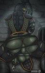 anthro balls bodily_fluids butt chained_up clothing cum genital_fluids genitals green_body male penis presenting presenting_hindquarters tongue tongue_out torn_clothing wrappings wraps sinersedi mortal_kombat netherrealm_studios reptile_(mortal_kombat) saurian_(mortal_kombat) scalie absurd_res hi_res