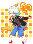 clothing femboy grey_hair hair jacket kemono leather male solo tail topwear setonanaki13 johnsergal_(character) mammal sergal 3:4 hi_res