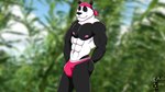 abs anthro biped black_body black_fur black_nose blurred_background bulge closed_smile clothing eyes_closed fur furgonomic_headwear furgonomics kerchief male mouth_closed multicolored_body multicolored_fur muscular muscular_anthro muscular_male navel nipples pink_clothing pink_kerchief pink_nipples pink_thong pink_underwear smile standing thong two_tone_body two_tone_fur underwear white_body white_fur fabfelipe bear giant_panda mammal 16:9 2014 portrait three-quarter_portrait widescreen