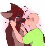 anthro blush duo hair heart_symbol human_on_anthro interspecies kissing male male/male simple_background tongue mourn_the_buck baldi's_basics_in_education_and_learning baldi bat human mammal 2018 digital_media_(artwork)