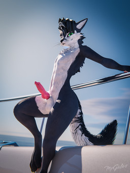 abs animal_genitalia animal_penis anthro athletic athletic_anthro athletic_male balls boat canine_genitalia canine_penis erection feet fur genitals hair knot knot_root knotted_penis looking_at_viewer male nude outside penis posing_nude sea sky smile solo tail teasing teasing_look teasing_viewer thick_thighs vehicle water watercraft yacht mrgaleo mammal rexouium 3:4 3d_(artwork) blender_(artwork) blender_cycles_(artwork) digital_media_(artwork) hi_res