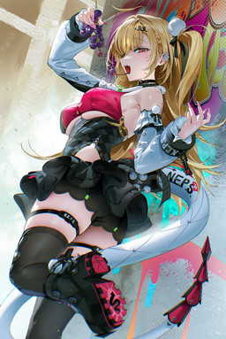 armwear black_bottomwear black_clothing black_skirt blonde_hair bottomwear breasts clothing collar detached_sleeves duo female female_focus feral food footwear fruit grape hair humanoid_focus legwear light_body light_skin plant ponytail red_eyes shoes side_ponytail skirt solo_focus tail thigh_highs topwear under_boob white_tail chiyuran mihoyo zenless_zone_zero chalky_(zenless_zone_zero) cissia_(zenless_zone_zero) animal_humanoid humanoid reptile reptile_humanoid scalie scalie_humanoid snake snake_humanoid 2026 absurd_res hi_res