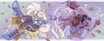 action_pose anthro black_hair clothed clothed_female clothing cosplay crossover_cosplay eyewear female footwear fully_clothed fur glasses gun hair high_heels pose purple_body ranged_weapon shoes solo teapot weapon white_body white_fur conditional_dnp loupgarou bayonetta platinumgames undertale undertale_(series) muffet toriel arachnid arthropod boss_monster_(undertale) bovid caprine goat mammal spider 2022 crossover hi_res