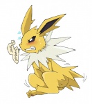2015 ambiguous_gender angry blush bodily_fluids canid canine clenched_teeth eeveelution enon feet feral fur generation_1_pokemon hindpaw holding_crotch japanese_text jolteon mammal multicolored_body multicolored_fur nintendo nude omorashi open_mouth pawpads paws pokemon pokemon_(species) simple_background soles solo sweat teeth text toes translated two_tone_body two_tone_fur yellow_body yellow_fur