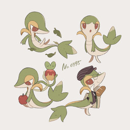 ambiguous_gender anthro apple bread clothing duo eyes_closed eyewear featureless_crotch food fruit glasses green_body hat headgear headwear leaf looking_back open_mouth plant pokedex_number red_eyes simple_background sitting smile solo tail himetya105 nintendo pokemon applin generation_5_pokemon generation_8_pokemon pokemon_(species) scalie snivy 1:1 2025 hi_res