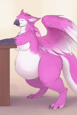 abdominal_bulge anthro anthro_pred beak belly big_belly biped breasts feathers female female_pred fully_inside half-closed_eyes narrowed_eyes oral_vore size_difference smile soft_vore solo squirming standing thick_thighs vore wings eluven mythology linna_(eluven) avian gryphon mythological_avian mythological_creature 2d_animation animated loop motion_tweening no_sound short_playtime webm