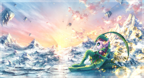 amazing_background ambiguous_gender anthro bodily_fluids claws cloud countershade_torso countershading cuddling day detailed_background duo eyes_closed finger_claws floating_island green_body green_eyes hug ice leaf leaf_tail mountain outside pink_body scenery scenery_porn sitting sky sparkles sun sunrise tail tears text toe_claws ja-punkster nintendo pokemon pokemon_mystery_dungeon spike_chunsoft grovyle_the_thief shiny_celebi_(eotds) celebi generation_2_pokemon generation_3_pokemon grovyle legendary_pokemon pokemon_(species) scalie shiny_pokemon detailed shaded signature url
