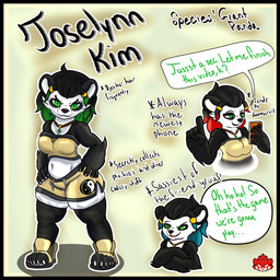 accessory anthro big_breasts big_butt big_hands black_border black_hair black_nose black_stocking blue_highlights border bottomwear breasts butt claws clothing crop_top crossed_arms electronics female footwear fur green_eyes green_highlights hair hair_accessory hairclip hand_on_hip highlights_(coloring) holding_object holding_phone jade_(gem) jewelry leggings legwear logo looking_at_viewer multicolored_body multicolored_fur pear-shaped_figure phone red_highlights shirt shorts smile smiling_at_viewer solo speech_bubble tan_bottomwear tan_clothing tan_crop_top tan_shirt tan_shorts tan_topwear text thick_thighs tight_leggings toeless_footwear topwear wide_hips wide_stance yin_yang sinisterslyfox bear giant_panda mammal 1:1 english_description english_text hi_res shaded soft_shading