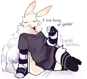 ambiguous_gender antennae_(anatomy) anthro black_clothing black_legwear black_thigh_highs bottomwear calm clothing dialogue female heart_symbol hotpants legwear long_sleeves lying male on_side short_sleeves shorts simple_background solo sweater text thigh_highs topwear white_background bunonthemoon valeria_(bunonthemoon) arthropod insect lepidopteran moth digital_media_(artwork) english_text pastel_theme