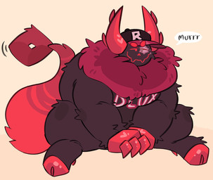 2_horns 2_toes anthro big_tail brown_body brown_fur claws clothing eye_scar facial_scar facial_tuft fangs featureless_chest feet finger_claws fur glistening glistening_claws glistening_hooves glistening_horns hat hat_only headgear headgear_only headwear headwear_only hooves horn male monotone_background mostly_nude multicolored_body multicolored_fur neck_tuft overweight overweight_anthro overweight_male purring red_body red_fur red_hooves red_tail satisfied scar simple_background solo stripes tail tail_motion tailwag teeth toes tuft two_tone_body two_tone_fur unguligrade koi_567 forsaken_(roblox) guest_666_(forsaken) demon mammal monster hi_res nonbinary_(lore)
