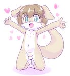 anthro clothing female flat_chested footwear genitals kneeling navel nipples nude presenting pussy socks solo young young_anthro dorothy_(artist) mio_(character) canid canine canis domestic_dog mammal