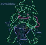 3_toes anthro biped blue_diaper blush blush_lines clean_diaper clothed clothing diaper feet green_background lock male pantsless simple_background solo surprise text toes wearing_diaper young young_anthro ludis-luteo deltarune undertale_(series) ralsei bovid caprine mammal absurd_res artist_name english_text hi_res sketch