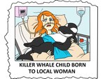 4:3 60percentscalie after_birth ambiguous_gender anthro baby bed carrying_another cetacean detailed_background dolphin duo english_text family_guy female furniture hospital hospital_bed human inside interspecies interspecies_pregnancy looking_at_viewer lying mammal marine mother_(lore) mother_and_child_(lore) newspaper oceanic_dolphin on_back orca parent_(lore) parent_and_child_(lore) pregnant text toothed_whale young