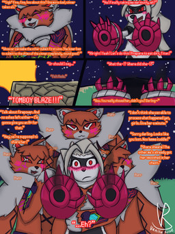 anthro arm_cannon between_breasts blush breasts cannon cuddling cybernetics dialogue female female/female group hug machine ranged_weapon teasing text weapon vanilla_road bandai_namco digimon digimon_story:_time_stranger cyborg digimon_(species) domestic_cat felid feline felis mammal meicrackmon meicrackmon_vicious_mode wolvermon 3:4 absurd_res comic english_text hi_res