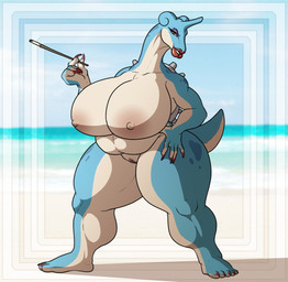 anthro anthrofied areola beach big_breasts breasts casual_nudity cigarette countershading female genitals hand_on_hip huge_breasts lips mature_anthro mature_female nipples nude nude_beach obese obese_anthro obese_female overweight overweight_anthro overweight_female pokemorph seaside solo thick_lips thick_thighs vulva pyc-art nintendo pokemon generation_1_pokemon lapras pokemon_(species) hi_res