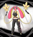 barefoot black_background bottomwear bra clothed clothing cosplay eyeshadow feet female gem half-closed_eyes jewelry makeup multi_tail narrowed_eyes navel necklace not_furry pants pokemorph simple_background solo tail tattoo underwear white_background yellow_eyes latiar nintendo pokemon team_skull fan_character plumeria_(pokemon) solana_(latiar) generation_4_pokemon legendary_pokemon mesprit pokemon_(species) 2016 absurd_res hi_res