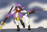 3_horns armor big_breasts bovid_horn breasts caprine_horn cleavage clothed clothing cloven_hooves crossbow curvy_figure female fur hooves horn huge_breasts melee_weapon multi_horn polearm purple_horn quadruped ram_horn ranged_weapon red_eyes solo spear stomping unconvincing_armor voluptuous weapon white_body white_fur karnator bandai_namco digimon bovid bovid_taur caprine caprine_taur digimon_(species) digimon_taur mammal mammal_taur pajiramon sheep sheep_taur taur hi_res