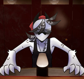 alternative_fashion ambiguous_gender annoyed anthro bathroom beanie clothed clothing detailed_background eye_bags feather_hair feathers grey_sclera hands_on_surface hat headgear headwear horn jewelry looking_at_mirror looking_at_object looking_at_viewer male mirror necklace pseudo_hair public_restroom shirt solo standing tank_top tired_eyes topwear winged_arms wings ribr0t glitch_productions the_amazing_digital_circus tae_(ribr0t) avian bird columbid corvid magpie_(corvid) oscine passerine pigeon digital_media_(artwork)
