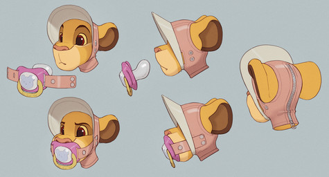 bonnet clothing feral fur furgonomic_headwear furgonomics gag headgear headwear latex latex_clothing latex_headwear male orange_body orange_fur pacifier pacifier_gag simple_background solo white_background young skidoo disney the_lion_king simba_(the_lion_king) felid lion mammal pantherine absurd_res hi_res