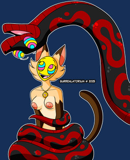 anthro anthro_on_feral bestiality black_body black_scales breasts brown_arms brown_tail coiling coiling_around_body dipstick_ears duo ear_markings eye_contact female female_on_feral feral fur heart_symbol hypnosis hypnotic_eyes locket looking_at_another male male/female male_on_anthro markings mask mind_control multicolored_ears nipples nude nude_anthro nude_female open_mouth open_smile red_body red_markings red_scales restrained_arms ringed_eyes scales simple_background smile tail tan_body tan_fur transparent_background yellow_mask surrealatorium amber_(surrealatorium) domestic_cat felid feline felis mammal reptile scalie siamese snake 2025 absurd_res alpha_channel animated hi_res