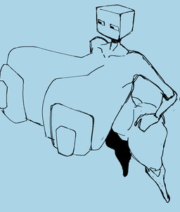 areola big_areola big_breasts big_nipples breasts butt female huge_breasts nipples not_furry nude solo submarinechamomile microsoft minecraft mojang xbox_game_studios enderman humanoid black_and_blue monochrome