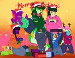 anthro anthrofied black_hair blonde_hair brown_hair christmas_clothing christmas_headwear christmas_lights clothing crossed_arms eyes_closed eyewear female floating frown gift glasses green_hair group hair hat headgear headwear holidays multicolored_hair overweight plushie pokemorph red_eyes santa_hat sharp_teeth simple_background smile sweater teeth topwear two_tone_hair yellow_sclera damianvertigo christmas nintendo pokemon melrose audino crobat dewott generation_1_pokemon generation_2_pokemon generation_5_pokemon gengar humanoid mammal pikachu pokemon_(species) reptile rodent scalie serperior slowbro snorlax animated short_playtime