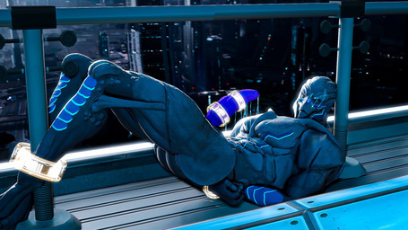 ankles_tied bdsm bodily_fluids bondage bound erection exhibitionism genital_fluids genitals looking_at_viewer male nude penis public public_nudity solo shorfi bioware electronic_arts mass_effect celius_acillion alien turian 16:9 3d_(artwork) digital_media_(artwork) hi_res widescreen