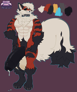 anthro ball_tuft balls big_balls big_penis black_body black_fur bodily_fluids collar collar_only dripping featureless_chest front_view fur genital_fluids genitals huge_balls huge_penis humanoid_genitalia humanoid_penis hyper hyper_balls hyper_genitalia hyper_penis male male_anthro multicolored_body multicolored_fur muscular muscular_anthro muscular_male nude nude_anthro nude_male pecs penis precum precum_drip pubes red_background red_body simple_background solo spiked_collar spikes standing tan_body tan_fur thick_penis tuft sinisterheaven nintendo pokemon vulcan_(nouveau_howler) arcanine generation_1_pokemon generation_8_pokemon hybrid hybrid_pokemon nickit pokemon_(species) hi_res