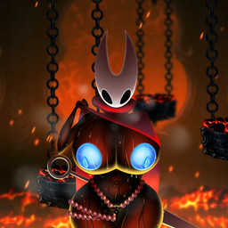 anthro beads belly big_breasts black_body blue_nipples bodily_fluids breasts bucket chain cloak clothing container dress embers exposed_breasts female flashing flashing_breasts flashing_pussy lava melee_weapon nipples nude prayer_beads red_clothing red_dress rosary rosary_beads solo sweat sweating_profusely sword weapon wide_hips sillyseacreatur hollow_knight_(franchise) team_cherry hornet_(hollow_knight) arthropod hornet hymenopteran insect vespid wasp weaver_(hollow_knight) 1:1 hi_res