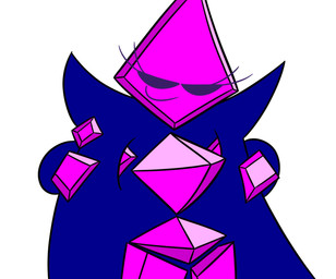 ambiguous_gender anthro blue_cloak blue_clothing breasts cloak clothed clothing disembodied_head eyelashes featureless_breasts featureless_crotch floating_head frown gem gesture long_sleeves not_furry pink_body presenting purple_eyes simple_background solo suggestive suggestive_gesture white_background jdone the_patrick_star_show alien gem_alien humanoid 2025 digital_media_(artwork) hi_res