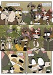 anthro black_nose clothed clothing dialogue eyewear female fur glasses group hair male male/female text white_body white_fur ozzymandy canid canine canis domestic_dog mammal 2025 absurd_res comic digital_drawing_(artwork) digital_media_(artwork) english_text hi_res