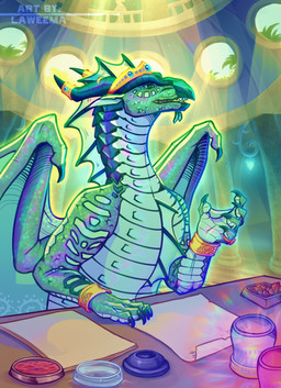ambiguous_gender claws countershade_torso countershading day detailed_background feral finger_claws frill_(anatomy) green_body green_eyes green_scales horn horn_jewelry horn_ring inside jewelry long_neck membrane_(anatomy) membranous_frill membranous_wings paper ring_(jewelry) scales sharp_teeth sky snout solo teeth ventral_scales webbed_hands wings wristband laweema mythology wings_of_fire gill_(wof) aquatic aquatic_dragon dragon mythological_creature mythological_scalie scalie seawing_(wof) absurd_res hi_res shaded watermark