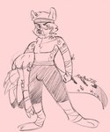 anthro bottomwear clothing defeated duo fighting_pose kerchief male male/male muscular muscular_male pose shorts strips bigbustb brownie_(bigbustb) felid hybrid hyena lagomorph leopard leporid mammal mustelid otter pantherine rabbit hi_res sketch