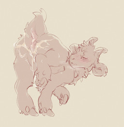 blush blush_lines bodily_fluids butt cum cum_drip cum_in_ass cum_inside cum_on_butt dripping feral genital_fluids hooves horn looking_back raised_leg short_tail tail hijen thesphur_(thesphur) bovid caprine goat mammal hi_res