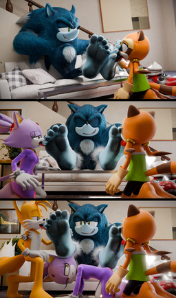 3_panel_comic 5_toes clothed clothing dirty dirty_feet feet female foot_fetish foot_lick foot_play gloves group handwear licking male soles toes tongue feetymcfoot sega sonic_the_hedgehog_(series) sonic_unleashed blaze_the_cat marine_the_raccoon miles_prower sonic_the_werehog canid canine domestic_cat eulipotyphlan felid feline felis fox mammal procyonid raccoon werecreature wereeulipotyphlan werehog 3d_(artwork) absurd_res digital_media_(artwork) hi_res