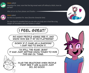 ambiguous_gender anthro ask_blog big_bulge big_butt bottomwear bulge butt clothing describing_penis detailed_bulge dialogue duo facesitting femboy genital_outline gesture hair hand_gesture heart_symbol huge_bulge leggings legwear male male/ambiguous muffled open_mouth open_smile penis_outline pink_hair shirt shorts simple_background sitting_on_another smile solo speech_bubble text thick_thighs thumbs_up topwear vowelless vowelless_vocalization white_background capdocks curious_cat nintendo pokemon anon fan_character jess_(capdocks) chespin generation_6_pokemon pokemon_(species) 2019 english_text multiple_images