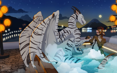 brown_body brown_fur duo fur hot_spring lake male male/male marriage_proposal mountain night onsen stripes water white_body conditional_dnp xnirox mythology rryuu tal bovid dragon elemental_creature elemental_dragon hybrid ice_dragon mammal mythological_creature mythological_scalie scalie absurd_res hi_res