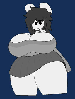 anthro big_breasts breasts female huge_breasts hyper hyper_breasts solo crimson_joker ilove1337 josephmagentatea maisa maisa_(madly-maniacal) lagomorph leporid mammal rabbit 3:4 alpha_channel monochrome
