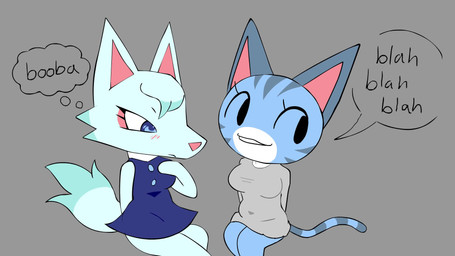 anthro blush bodily_fluids bottomless breast_fondling breast_grab breast_play breast_squish breasts clothed clothing duo female female/female female_anthro fondling french_kissing grey_background hand_on_breast hand_under_clothing hand_under_shirt heart_eyes heart_symbol initiation kissing making_out mature_anthro mature_female partially_clothed_anthro partially_clothed_female pose questionable_consent saliva saliva_string shirt shirt_only simple_background speech_bubble spiral spiral_eyes squish surprise_kiss tail tail_motion tailwag text thought_bubble topwear topwear_only bonesawbingus animal_crossing nintendo lolly_(animal_crossing) whitney_(animal_crossing) canid canine canis domestic_cat felid feline felis mammal wolf 16:9 2d_animation animated digital_media_(artwork) frame_by_frame hi_res no_sound short_playtime video widescreen