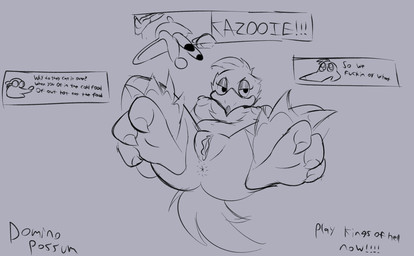 anthro anus beckoning bedroom_eyes feathers feet female genitals gesture group inner_labia lying male narrowed_eyes nipples nude on_back presenting seductive speech_bubble talons text toes vulva dominopossum awooga_(meme) banjo-kazooie rareware banjo_(banjo-kazooie) bottles_(banjo-kazooie) kazooie avian bear bird breegull eulipotyphlan mammal mole_(animal) digital_media_(artwork) english_description english_text hi_res sketch