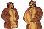 anthro balls beard belly biceps big_balls big_biceps big_penis biped black_nose brown_body brown_eyes brown_fur brown_hair erection eyes_closed facial_hair foreskin front_view fur genitals hair half-erect hand_on_hip hand_on_leg hand_on_penis hand_on_thigh huge_balls huge_penis humanoid_genitalia humanoid_penis hyper hyper_balls hyper_genitalia hyper_penis male manly mature_anthro mature_male muscular muscular_anthro muscular_male nipples nude open_mouth partially_retracted_foreskin pecs penis pose sideburns simple_background solo standing tan_body tan_fur teeth thick_penis tongue vein veiny_penis white_background brubearbrown brubearbrown_(character) bear brown_bear grizzly_bear mammal ursine