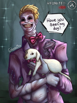 3_toes 5_fingers ambiguous_feral ambiguous_gender arms_bent blonde_hair blush blush_lines bow_tie brown_eyes brown_nose carrying_another clothed clothed_humanoid clothed_male clothing dialogue duo eyeless feet feral fingers floppy_ears forest forest_background fur grey_body grey_skin gums hair happy larger_humanoid larger_male lop_ears male male_humanoid mouth_closed nature nature_background outside pink_gums plant purple_clothing purple_suit red_bow_tie size_difference smaller_ambiguous smaller_feral sparkles sparkling_eyes speech_bubble suit tail teeth text toes toothy_smile torn_suit tree yellow_body yellow_fur yellow_tail yellow_teeth glossopho dead_by_daylight the_unknown_(dead_by_daylight) canid canine canis dachshund domestic_dog humanoid hunting_dog mammal 2024 colored digital_drawing_(artwork) digital_media_(artwork) english_description english_text hi_res nonbinary_(lore)