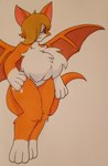 anthro big_breasts blonde_hair breasts chest_tuft eyewear female fur glasses hair hair_over_eye huge_breasts membrane_(anatomy) membranous_wings nude one_eye_obstructed orange_body orange_fur solo tuft wings jumneyarts dust:_an_elysian_tail fidget_(elysian_tail) proton_jon bat mammal nimbat hi_res