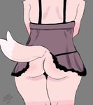 absurd_res anthro butt canid canine clothing digital_drawing_(artwork) digital_media_(artwork) female female_focus fox fur grey_background hi_res humanoid kemono lingerie mammal oral pink_body pink_fur raised_tail rear_view shaded shantohru shanty shanty_artist signature simple_background tail