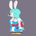 anthro areola areola_slip bedroom_eyes big_areola breasts clothed clothing clown disembodied_hand female looking_at_viewer narrowed_eyes nipple_outline seductive solo wardrobe_malfunction yellow_eyes fuzefurry lagomorph leporid mammal rabbit animated hi_res short_playtime