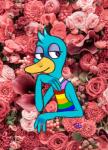 3_fingers anthro beak blue_body clothing eyelashes femboy fingers flower half-closed_eyes head_tuft humanoid_hands lgbt_pride looking_away male multicolored_clothing multicolored_shirt multicolored_tank_top multicolored_topwear narrowed_eyes photo_background plant pride_color_clothing pride_color_shirt pride_color_tank_top pride_color_topwear pride_colors purple_eyes rainbow rainbow_pride_clothing rainbow_pride_colors rainbow_symbol raised_arm real shirt six-stripe_rainbow_pride_colors smile solo tank_top topwear tuft yellow_beak garrett-strangelove queer_duck_(series) queer_duck_(character) anatid anseriform avian bird duck 2017 absurd_res digital_media_(artwork) half-length_portrait hi_res photography_(artwork) pink_theme portrait