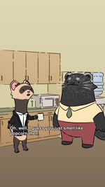 4_fingers 4_toes 5_fingers :| advertisement anthro appliance audible_sniffing beady_eyes biped black_body black_clothing black_fur black_inner_ear black_nose black_tail black_text black_topwear black_vest bodily_fluids bottomwear bottomwear_down break_room brown_body brown_clothing brown_jacket brown_markings brown_mouth brown_nose brown_topwear butt caption ceiling cheek_tuft clothed clothing coffee_cup coffee_mug compliment computer container countershade_head countershading crowd crying cup cupboard cute_fangs desk dialogue dress_shirt earbuds electronics emoji eye_bags eyebrows eyewear facial_hair facial_markings facial_tuft fart feet fingers fluffy fluffy_tail folder footwear fridge fur furniture glasses glistening glistening_eyes grey_ears grey_eyebrows group half-moon_glasses head_markings headphones hoberman_sphere holding_coffee_mug hole_in_ceiling implied_pooping inner_ear_fluff inside jacket kitchen kitchen_appliance laptop looking_at_viewer male markings mask_(marking) microwave_oven multicolored_body multicolored_fur mustache naturally_censored necktie offended office open_mouth pants pants_down partially_clothed paws pink_inner_ear pink_nose plushie pooping pooping_on_another rounded_ears screaming shaking_head shirt shoes silhouette sitting smile sniffing solo squigglevision table tail talking_to_another tan_body tan_countershading tan_head tears text tired toaster toes topwear tuft two_tone_body two_tone_fur vest wall_(structure) water_cooler whiskers white_clothing white_mug white_shirt white_text white_topwear white_whiskers wood wood_wall natural_habitok natural_habitat_shorts zoom_(app) batrick_(natural_habitok) gerald_(natural_habitok) j._andrew_murray_(natural_habitok) jason_(natural_habitok) johnson_(natural_habitok) kevin_(natural_habitok) margine_(natural_habitok) bat binturong black-footed_ferret domestic_ferret ground_squirrel mammal mustelid musteline otter prairie_dog rodent sciurid sea_otter true_musteline viverrid weasel 2023 3d_(artwork) 3d_animation 9:16 animated digital_media_(artwork) english_audio english_text hi_res long_playtime sound subtitled voice_acted webm