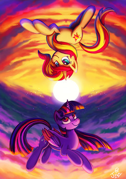 day duo female horn moon night star sun wings yin_yang_symbolism jowybean equestria_girls friendship_is_magic hasbro my_little_pony mythology sunset_shimmer_(eg) twilight_sparkle_(mlp) equid equine mammal mythological_creature mythological_equine unicorn winged_unicorn 2018 absurd_res hi_res