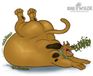 anthro belly belly_on_ground big_belly big_butt black_spots blush brown_body brown_fur burping butt collar collar_only fangs fat_arms fat_legs fur gurgle_(sound_effect) huge_belly huge_butt lying male markings morbidly_obese morbidly_obese_anthro morbidly_obese_male nude obese obese_anthro obese_male on_front onomatopoeia overweight overweight_anthro overweight_male paws rumbling_stomach solo sound_effects spots spotted_body spotted_fur teeth text whisker_spots husky2paws hanna-barbera scooby-doo_(series) scooby-doo canid canine canis domestic_dog great_dane mammal mastiff molosser 2026 hi_res signature