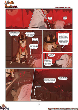 animal_genitalia animal_penis balls black_balls bullet_hole canine_genitalia canine_penis chaps cheek_tuft clothing cowboy_hat dialogue duo facial_tuft feral floppy_ears fluffy genitals gunshot hat headgear headwear hell kerchief male neck_tuft outside penis profanity scared sitting talking_feral text tuft waking_up parooty copper_(parooty) finn_(parooty) canid canine canis carolina_dog colorado_mountain_dog domestic_dog mammal absurd_res comic english_text hi_res